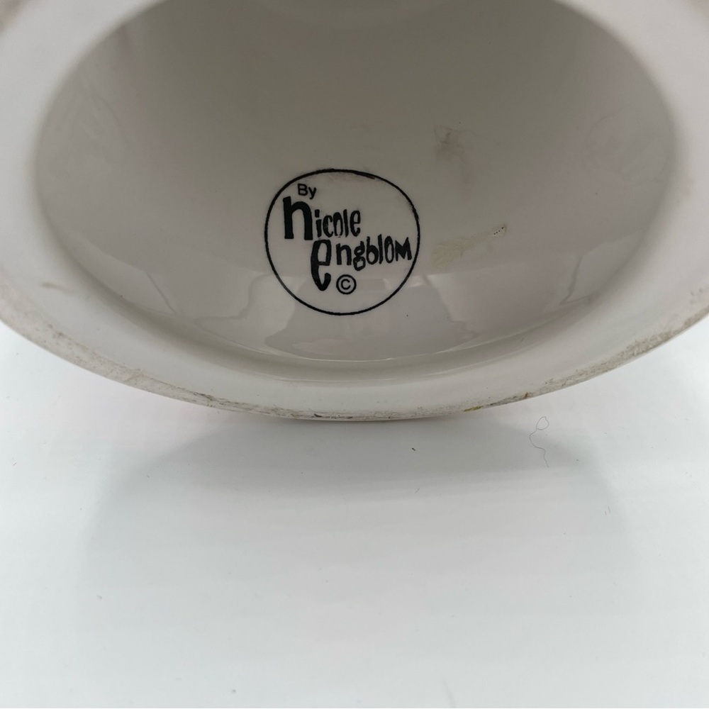 Mermaid & Sea Creatures Large Pedestal Bowl 7"Tall x 10”Diameter Nicole Engblom - Picture 3 of 9